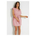 Dámské krátké šaty v růžové barvě s volným střihem 297