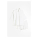 H & M - Pyžamová košile a šortky z bavlněného saténu - bílá