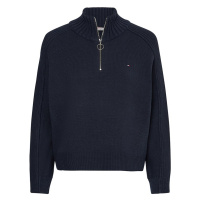 Tommy Hilfiger Sweater - ZIP-UP HIGH-NK SWEATER blue