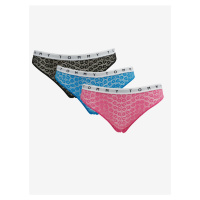 Sada tří dámských krajkových kalhotek v černé, modré a růžové barvě Tommy Hilfiger Underwear