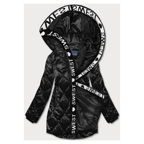 Černá dámská bunda s ozdobnou lemovkou (B8113-1) S'WEST
