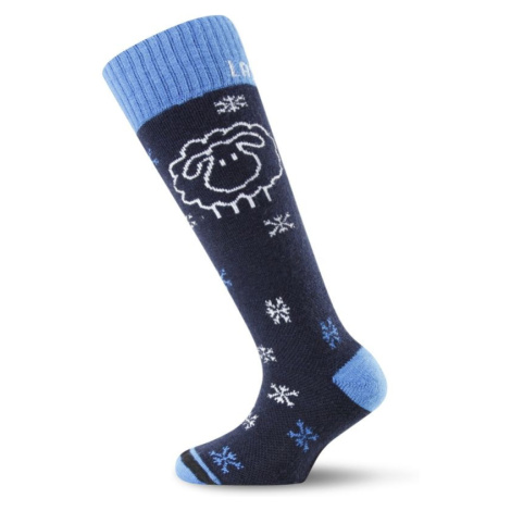 LASTING dětské merino lyžařské ponožky SJW, černá/modrá
