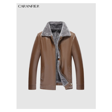 Zimní kožená bunda pro pány se širokým límcem CARANFLER
