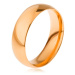 Hladký lesklý prsten z oceli 316L, zlatý odstín, 6 mm