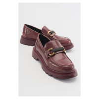 LuviShoes FRAS Women's Claret Red Patterned Loafers