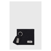 Kožená peněženka a klíčenka Armani Exchange černá barva, 958487 CC843