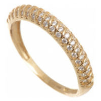 Prsten ze žlutého zlata s čirými zirkony PR0191F + DÁREK ZDARMA