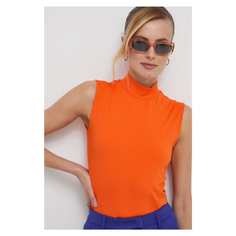 Body Calvin Klein dámské, oranžová barva, s pologolfem