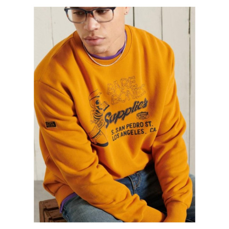 Oranžová pánská mikina s potiskem Superdry Workwear Crew Neck
