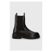 Kožené kotníkové boty GARMENT PROJECT June Chelsea dámské, černá barva, na plochém podpatku, GPW