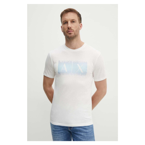 Bavlněné tričko Armani Exchange béžová barva, s potiskem, 3DZTJG ZJBYZ