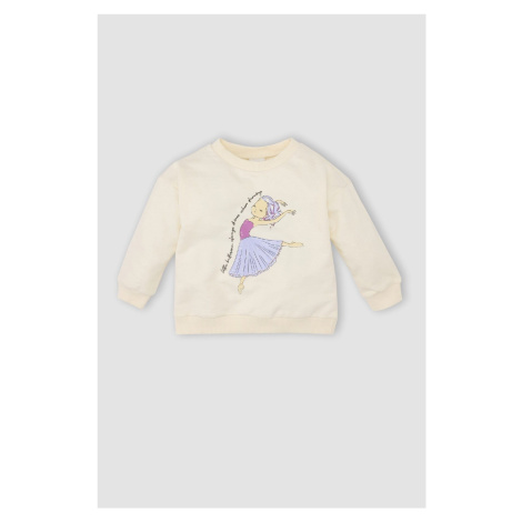 DEFACTO Baby Girl Crew Neck Ballerina Printed Sweatshirt