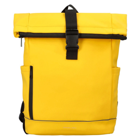 Trendy studentský roll-top batoh Servalen, žlutá