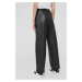 Kožené kalhoty Answear Lab dámské, černá barva, široké, high waist