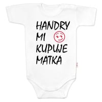 Baby Nellys Body krátký rukáv Handry mi kupuje matka, bílé vel. 86