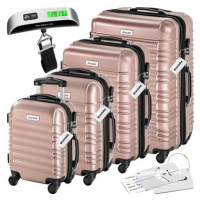 Tectake Cestovní pevné kufry Mila s váhou na zavazadla – sada 4 ks - růžová – zlatá