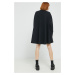 Bavlněné šaty Love Moschino černá barva, mini, oversize