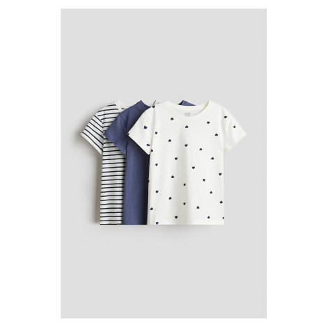 H & M - Bavlněné tričko 3 kusy - modrá H&M