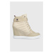 Nízké kozačky Tommy Hilfiger Wedge Sneaker Boot béžová barva, na klínku
