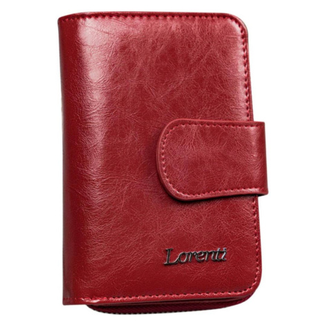 Red leather wallet with a zipper