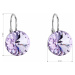 Stříbrné náušnice visací s krystaly Swarovski fialové kulaté 31106.3 violet