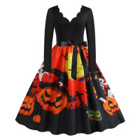 Halloween šaty s vlnitým výstřihem