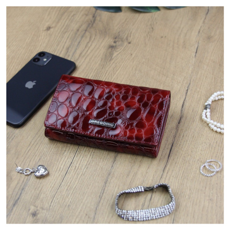 Luxusní dámská kožená peněženka Coki, červená GREGORIO