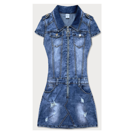 Světle modré džínové šaty s krátkými rukávy (GD6620) GOURD JEANS