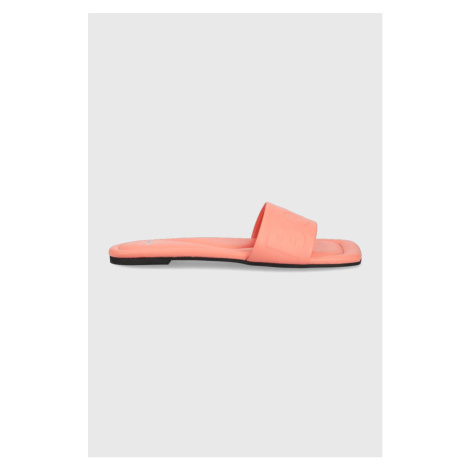 Kožené pantofle BOSS Addison Slide-hf dámské, růžová barva Hugo Boss