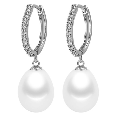 Gaura Pearls Stříbrné náušnice s bílou perlou Casandra, stříbro 925/1000 E1312-HE201 Bílá