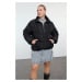 Trendyol Curve Black Regular Fit Zipper Pocket Puffer Coat