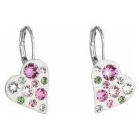 Evolution Group Náušnice bižuterie se Swarovski krystaly růžové srdce 51043.3 pink