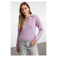 Trendyol Lilac Wide Pattern Soft Texture Basic Knitwear Sweater