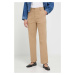 Kalhoty Weekend Max Mara dámské, hnědá barva, jednoduché, high waist