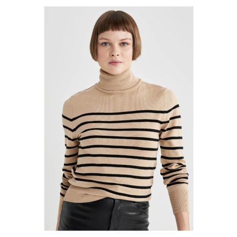 DEFACTO Regular Fit Striped Turtleneck Knitwear Sweater