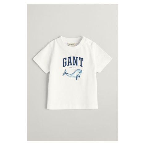 TRIČKO GANT WHALE PRINT SS T-SHIRT bílá