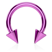 Piercing do nosu z oceli s titanovou úpravou - lesklá podkova ve fialovém barevném odstínu - Roz