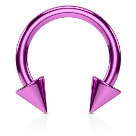 Piercing do nosu z oceli s titanovou úpravou - lesklá podkova ve fialovém barevném odstínu - Roz Šperky eshop