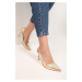 Shoeberry Women's Lyvia Gold Metallic Stiletto Heel Shoes