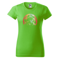 DOBRÝ TRIKO Dámské tričko s potiskem Horská jízda Barva: Apple green