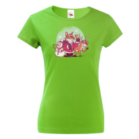 Roztomilé vánoční dámské tričko s potiskem Lišky - skvělé vánoční tričko