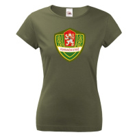 Dámské retro tričko s potlačou znaku Pohraničnej stráže