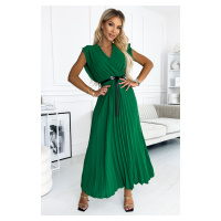 Zelené volné šaty s plisovanou sukní