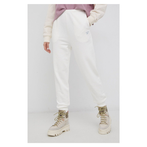 Bavlněné kalhoty Reebok Classic HB8629 dámské, krémová barva, hladké