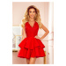 Exkluzivní červené dámské šaty s krajkovým výstřihem 321-1