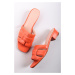 Oranžové pantofle na hrubém podpatku Sandy