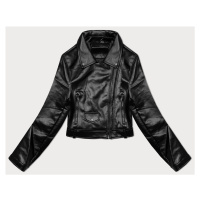 Černá kožená bunda s klopami J Style (11Z8128)
