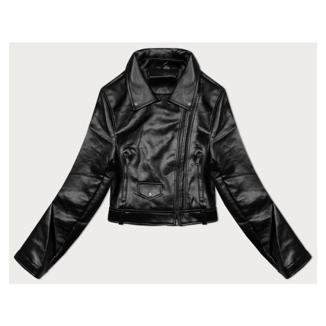 Černá kožená bunda s klopami J Style (11Z8128) J.STYLE