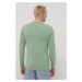 Bavlněné tričko s dlouhým rukávem Mustang zelená barva, hladký