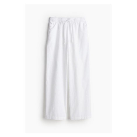 H & M - Kalhoty z lněné směsi - bílá H&M